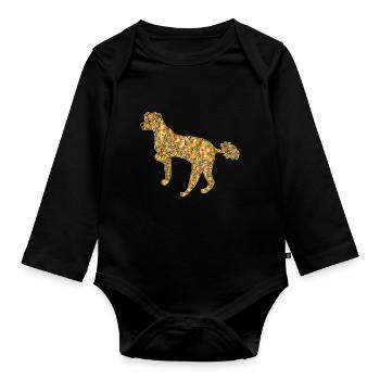 Chinese Crested Geometric - Organic Longsleeve Baby Bodysuit - black - Front