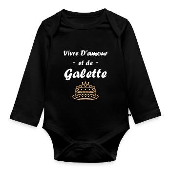 Galette - Body Bébé bio manches longues - noir - Devant