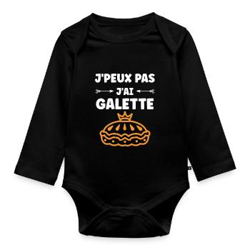 Galette - Body Bébé bio manches longues - noir - Devant