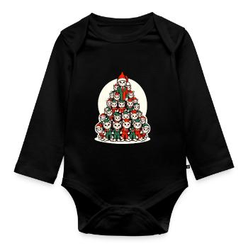 Weihnachtliche Katzen Tannenbaum Parade - Baby Bio-Langarm-Body - Schwarz - Vorne