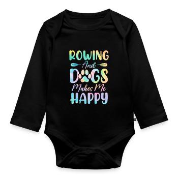 Ramer Et Les Chiens Me Rend Heureux Drôle Chien Tie Dye - Body Bébé bio manches longues - noir - Devant