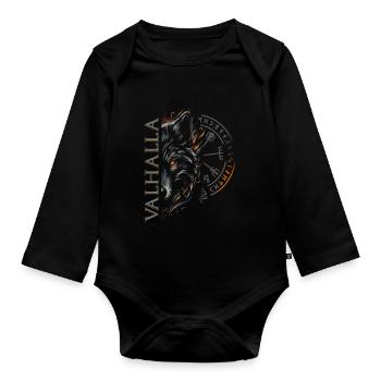 Valhalla Loup Dieux Nordiques Boussole Viking - Body Bébé bio manches longues - noir - Devant