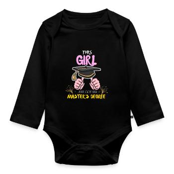 Cette fille est arrivée ici : diplôme de maîtrise - Body Bébé bio manches longues - noir - Devant