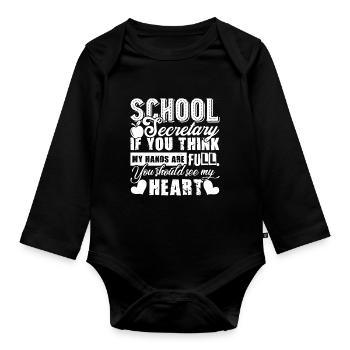 School Secretary School Secretary Full Heart - Organic Longsleeve Baby Bodysuit - black - Front