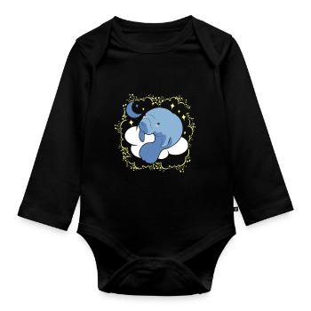 Funny Manatee Dreams - Organic Longsleeve Baby Bodysuit - black - Front