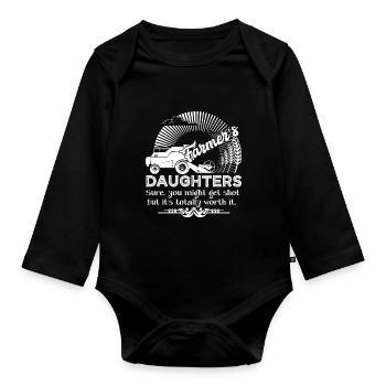 Farmer Funny Farmer's Daughter - Organic Longsleeve Baby Bodysuit - black - Front