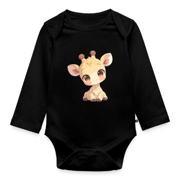 Giraffes Giraffe - Organic Longsleeve Baby Bodysuit - black - Front