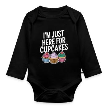 Cupcake Spruch Cupcakes Lustiges Cupcake Geschenk - Baby Bio-Langarm-Body - Schwarz - Vorne