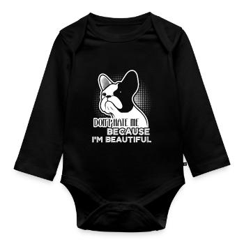 French Bulldog Dog Lover - Organic Longsleeve Baby Bodysuit - black - Front