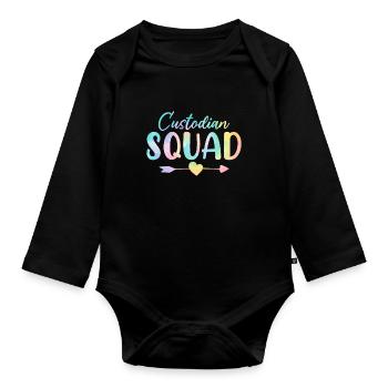 Gardien Squad Tie Dye Maid Cleaner School - Body Bébé bio manches longues - noir - Devant