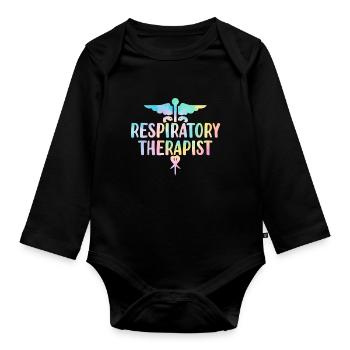 Inhalothérapeute Tie Dye Healthcare Lung - Body Bébé bio manches longues - noir - Devant