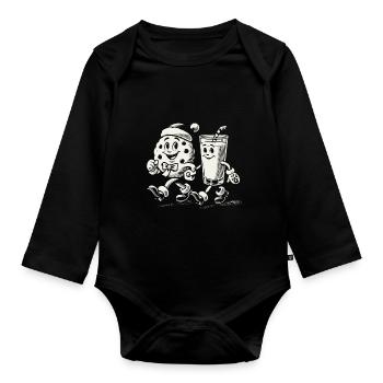 toMerry Christmas with biscuit and milk - Organic Longsleeve Baby Bodysuit - black - Front