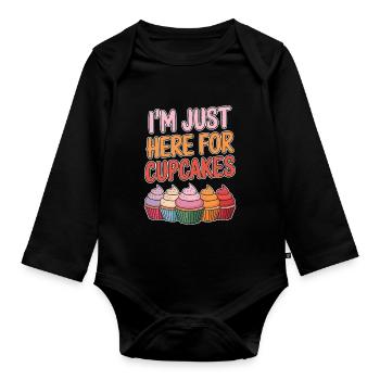 Cupcake Saying Cupcakes Funny Cupcake Gift - Organic Longsleeve Baby Bodysuit - black - Front