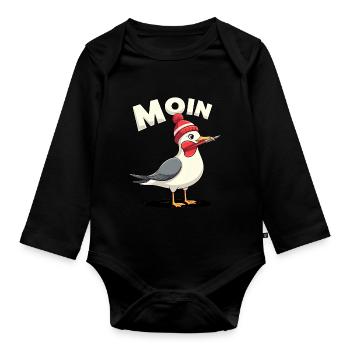 Moin Möwe - Baby Bio-Langarm-Body - Schwarz - Vorne