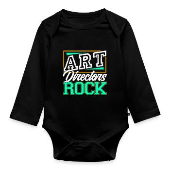 Art Directors Rock - Organic Longsleeve Baby Bodysuit - black - Front