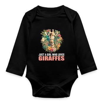 Giraffen Giraffe - Baby Bio-Langarm-Body - Schwarz - Vorne