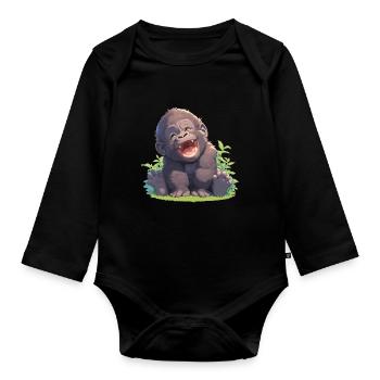 Gorillas Gorilla - Organic Longsleeve Baby Bodysuit - black - Front