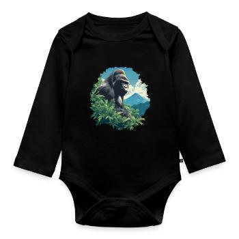 Gorillas Gorilla - Organic Longsleeve Baby Bodysuit - black - Front