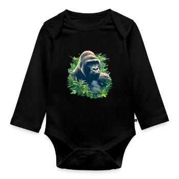 Gorillas Gorilla - Organic Longsleeve Baby Bodysuit - black - Front