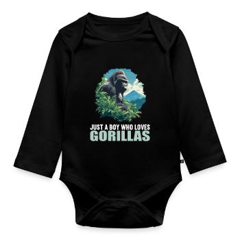 Gorillas Gorilla - Organic Longsleeve Baby Bodysuit - black - Front