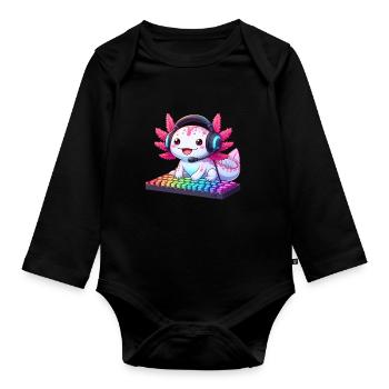 Gamesolotl Axolotl PC Gaming Gamer Lecteur vidéo - Body Bébé bio manches longues - noir - Devant