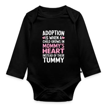 Adoption Is When A Child Funny Gotcha Day - Organic Longsleeve Baby Bodysuit - black - Front