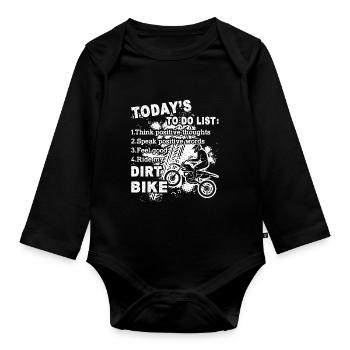 Dirt Bike Ride My Dirt Bike - Organic Longsleeve Baby Bodysuit - black - Front