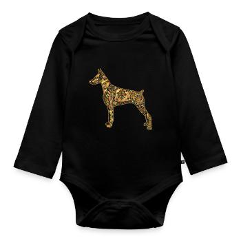 Doberman Pinscher Geometric - Organic Longsleeve Baby Bodysuit - black - Front