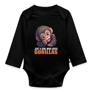 Gorillas Gorilla - Organic Longsleeve Baby Bodysuit - black - Front