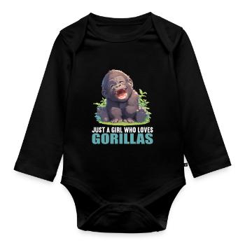 Gorillas Gorilla - Organic Longsleeve Baby Bodysuit - black - Front