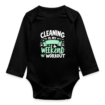 Spring cleaning enthusiasts, new beginnings and - Organic Longsleeve Baby Bodysuit - black - Front