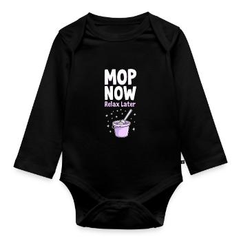 Spring cleaning enthusiasts, new beginnings and - Organic Longsleeve Baby Bodysuit - black - Front