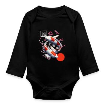 carpe koï japonaise poisson nishikigoi - Body Bébé bio manches longues - noir - Devant