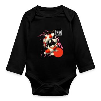 carpe koï japonaise poisson nishikigoi - Body Bébé bio manches longues - noir - Devant