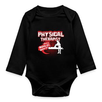 Physical Therapist Move It - Organic Longsleeve Baby Bodysuit - black - Front