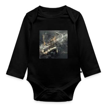 Saxophon - Baby Bio-Langarm-Body - Schwarz - Vorne