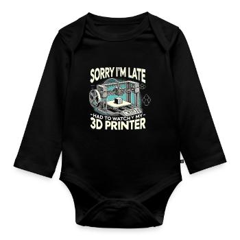 Tut mir leid, dass ich zu spät bin, ich musste auf - Baby Bio-Langarm-Body - Schwarz - Vorne
