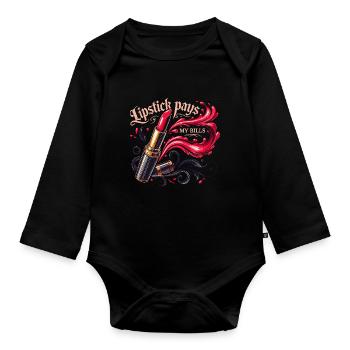 Lippenstift bezahlt meine Rechnungen - Baby Bio-Langarm-Body - Schwarz - Vorne