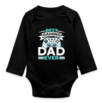 Gamer Papa Papa Amateur de jeux vidéo PC - Body Bébé bio manches longues - noir - Devant