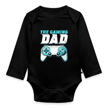 Gamer Papa Papa Amateur de jeux vidéo PC - Body Bébé bio manches longues - noir - Devant