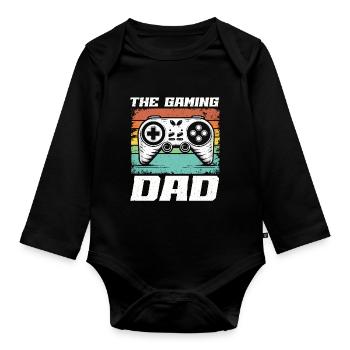 Gamer Papa Papa Amateur de jeux vidéo PC - Body Bébé bio manches longues - noir - Devant