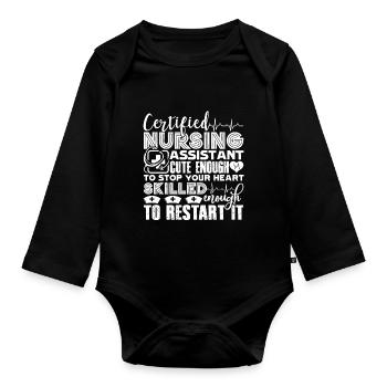 CNA Skilled CNA - Organic Longsleeve Baby Bodysuit - black - Front