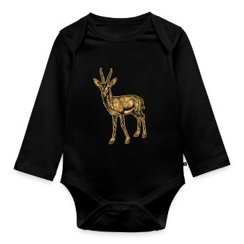 Gazelle Geometric - Organic Longsleeve Baby Bodysuit - black - Front