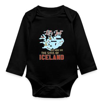 Let's Just Go And See The Sites Of Iceland - Organic Longsleeve Baby Bodysuit - black - Front