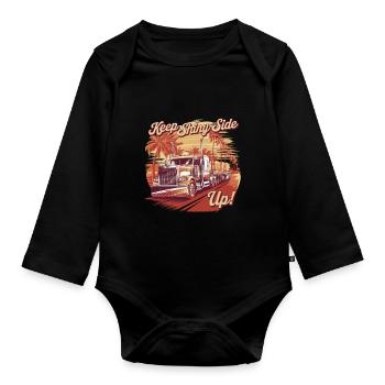 Trucker Keep The Shiny Side Up - Organic Longsleeve Baby Bodysuit - black - Front