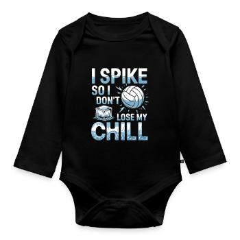 Volleyballspieler Und Fan Spike Servieren - Baby Bio-Langarm-Body - Schwarz - Vorne