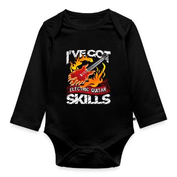 I've Got Electric Guitar Skills - Organic Longsleeve Baby Bodysuit - black - Front