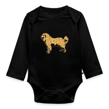Great Pyrenees Geometric - Organic Longsleeve Baby Bodysuit - black - Front