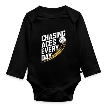 Volleyballspieler Und Fan Spike Servieren - Baby Bio-Langarm-Body - Schwarz - Vorne
