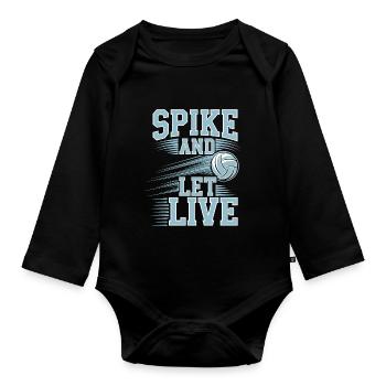 Volleyballspieler Und Fan Spike Servieren - Baby Bio-Langarm-Body - Schwarz - Vorne
